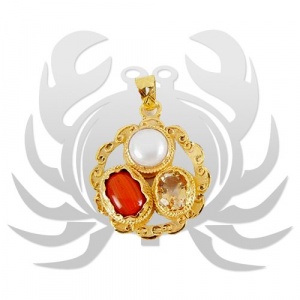 Golden plated Gems pendant for zodiac sign Cancer (Kark Rashi)